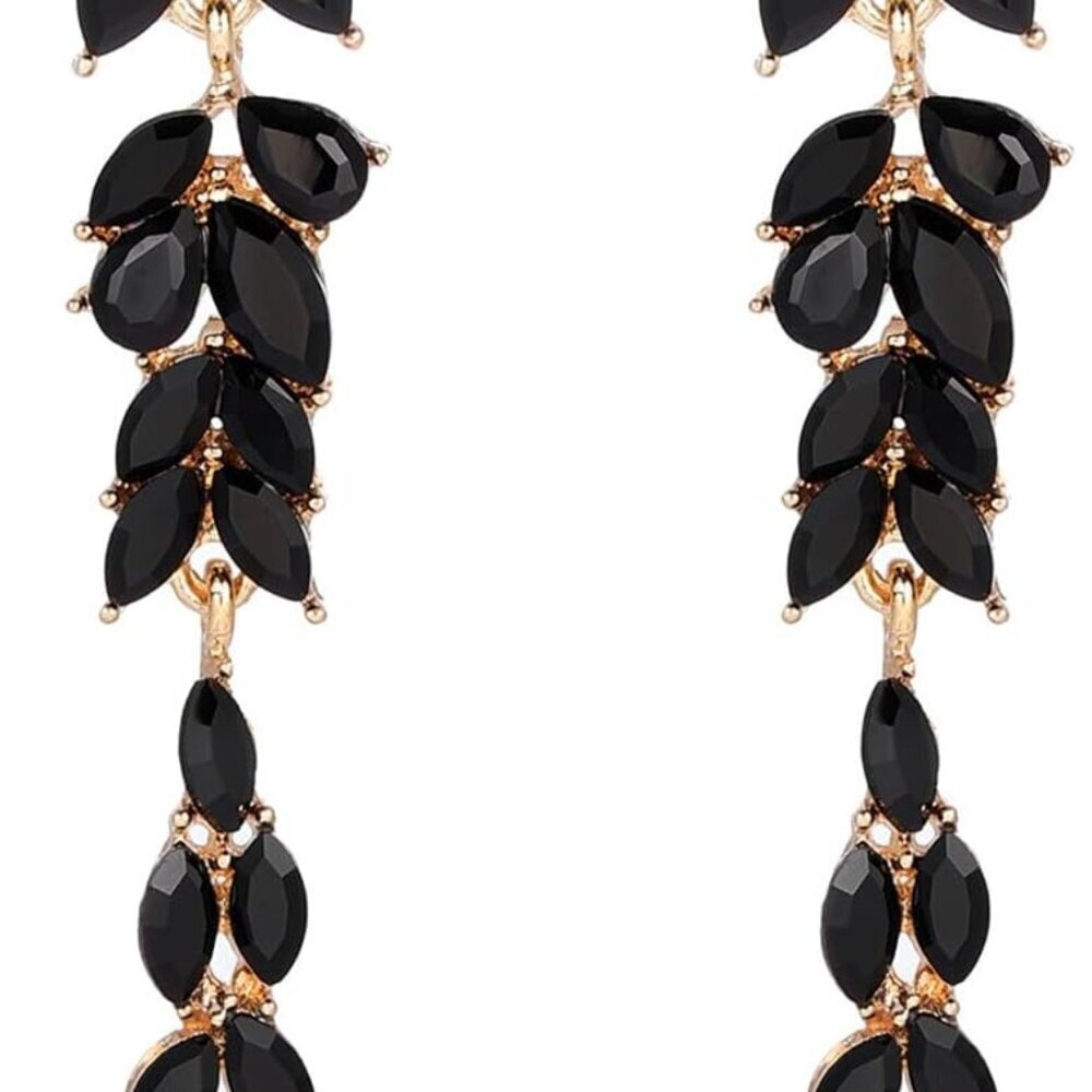 Rhinestone Drop Earrings Women Long Dangle Bridal Prom Wedding Sparkle